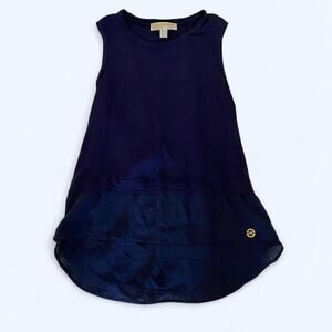 Micheal Kors Long Blouse Top Dark Blue